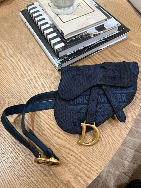 Pre-Owned Christian Dior Navy Saddle Belt Bag